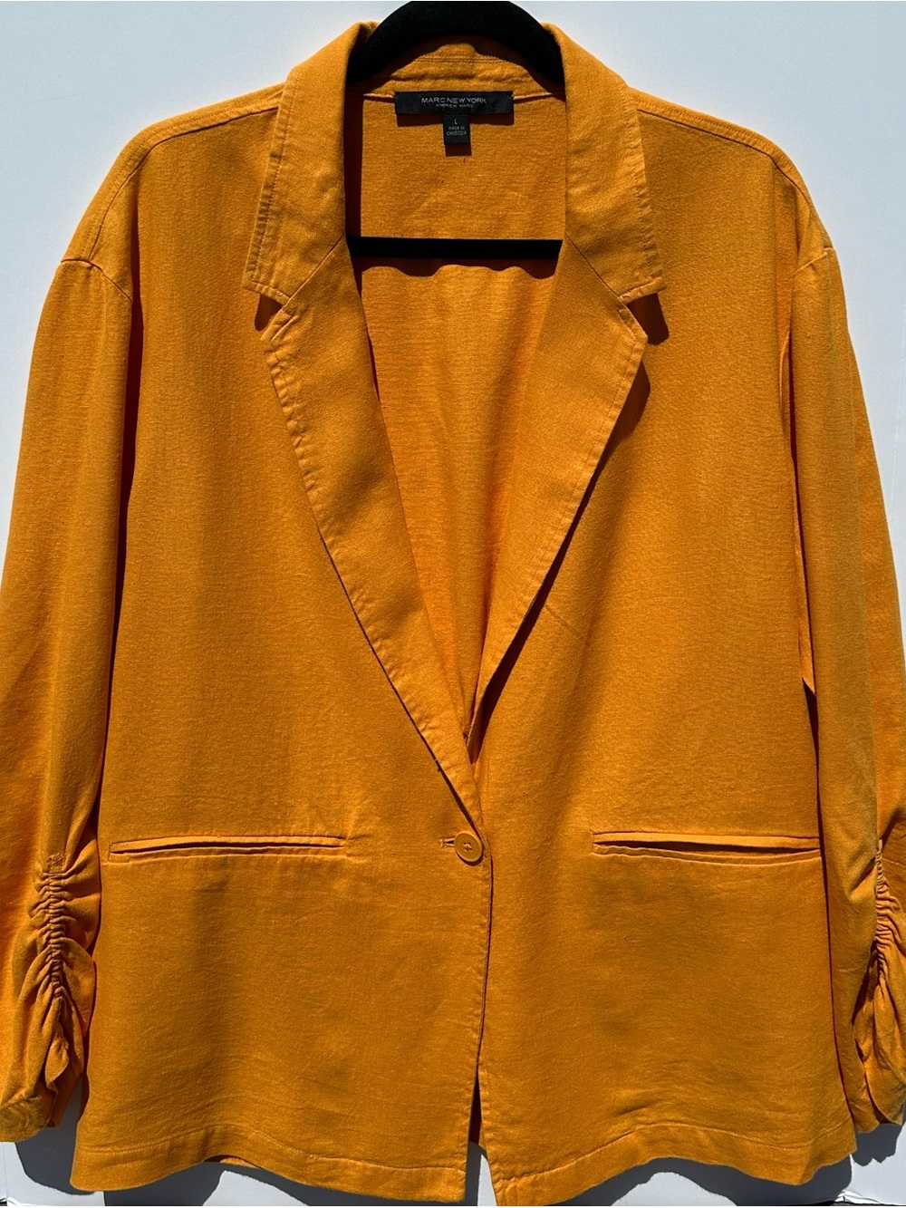 Marc New York Golden Orange Single-Button Blazer Linen Classic Preppy Feminine